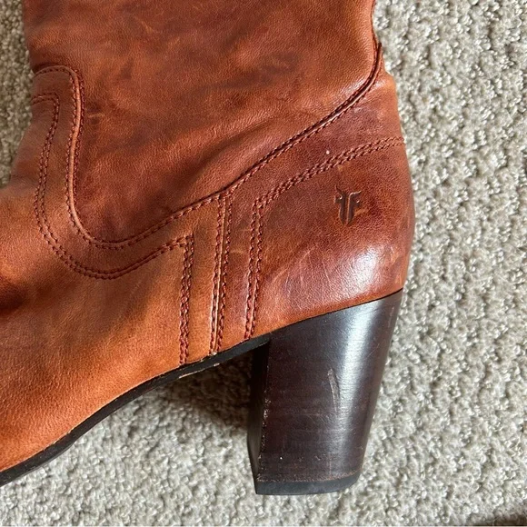 Frye Cognac Leather Heeled Boots - Picture 5 of 7